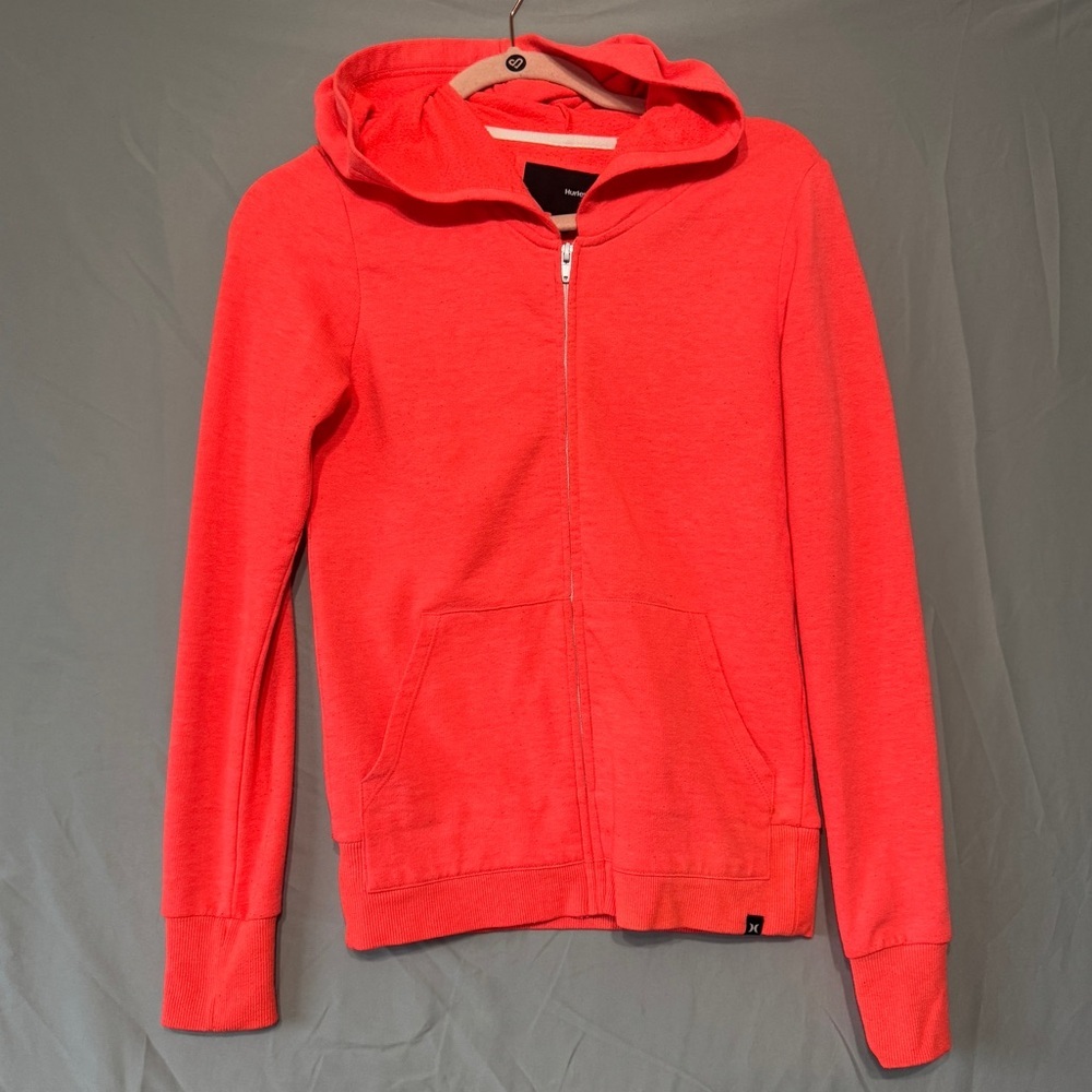 Hurley Womens Y2K Full Zip Hoodie XSmall Bright Coral Preppy Outdoors Lounge